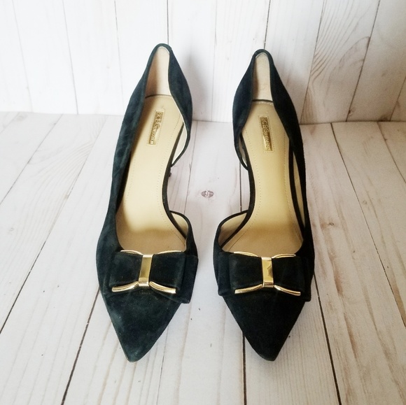 BCBGeneration Shoes - 👽BCBGeneration Black & Gold Suede Bow Heels 10